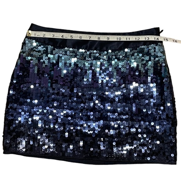 Express Design Sequin Blue Mini Skirt Size 0 - Picture 3 of 6